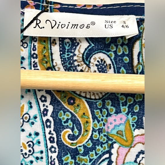 R.Vivimos Women's Wrap Dress Blue Green Pink Abstract Print Size S - Picture 5 of 9